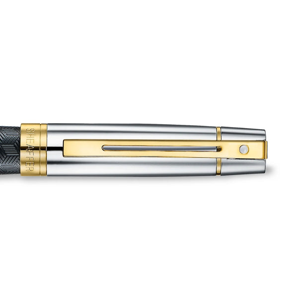 Sheaffer 300 Engraved Matte Black Medium Nib Fountain Pen with Chrome Cap and Gold Trims SE0934753
