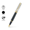 Sheaffer 300 Engraved Matte Black Medium Nib Fountain Pen with Chrome Cap and Gold Trims SE0934753