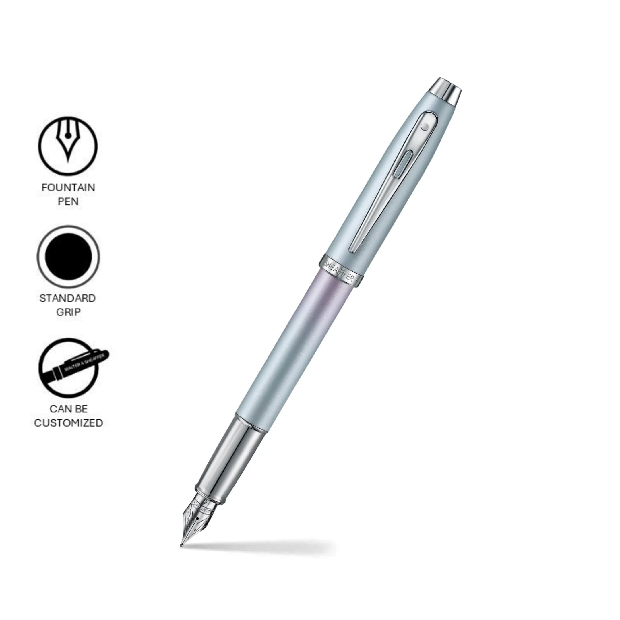 Sheaffer 100 Expressions Blue-Pink Pearlised Gradient with Chrome Trim Medium Nib Fountain Pen SE0937653