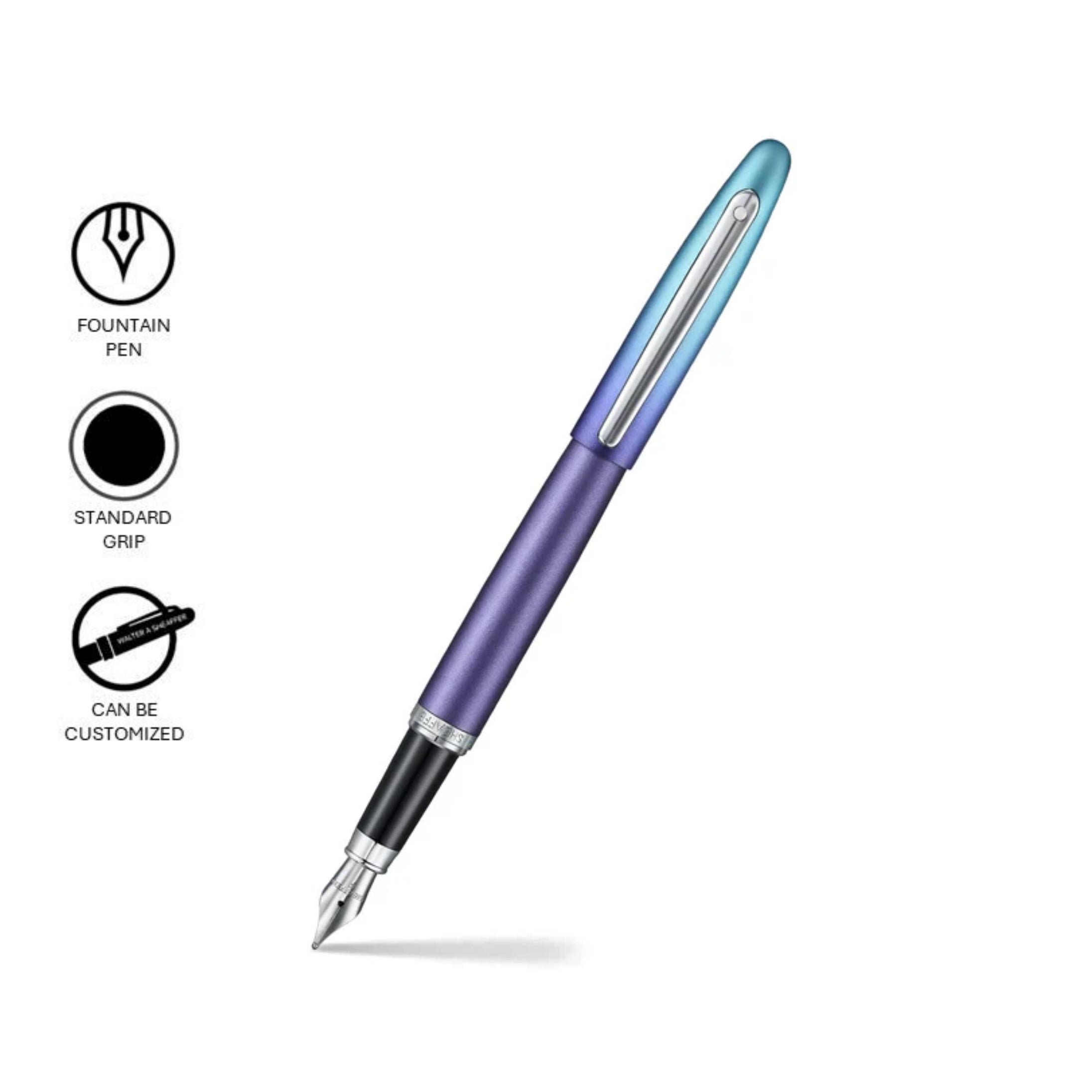 VFM Expressions Blue-Purple Pearlised Gradient with Chrome Trim Medium Nib Fountain Pen SE0943053