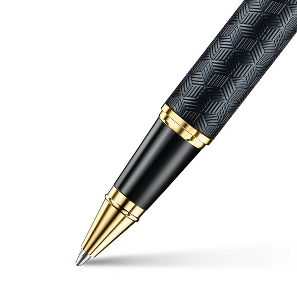 Sheaffer 300 Engraved Matte Black Rollerball Pen with Chrome Cap and Gold Trims SE1934751
