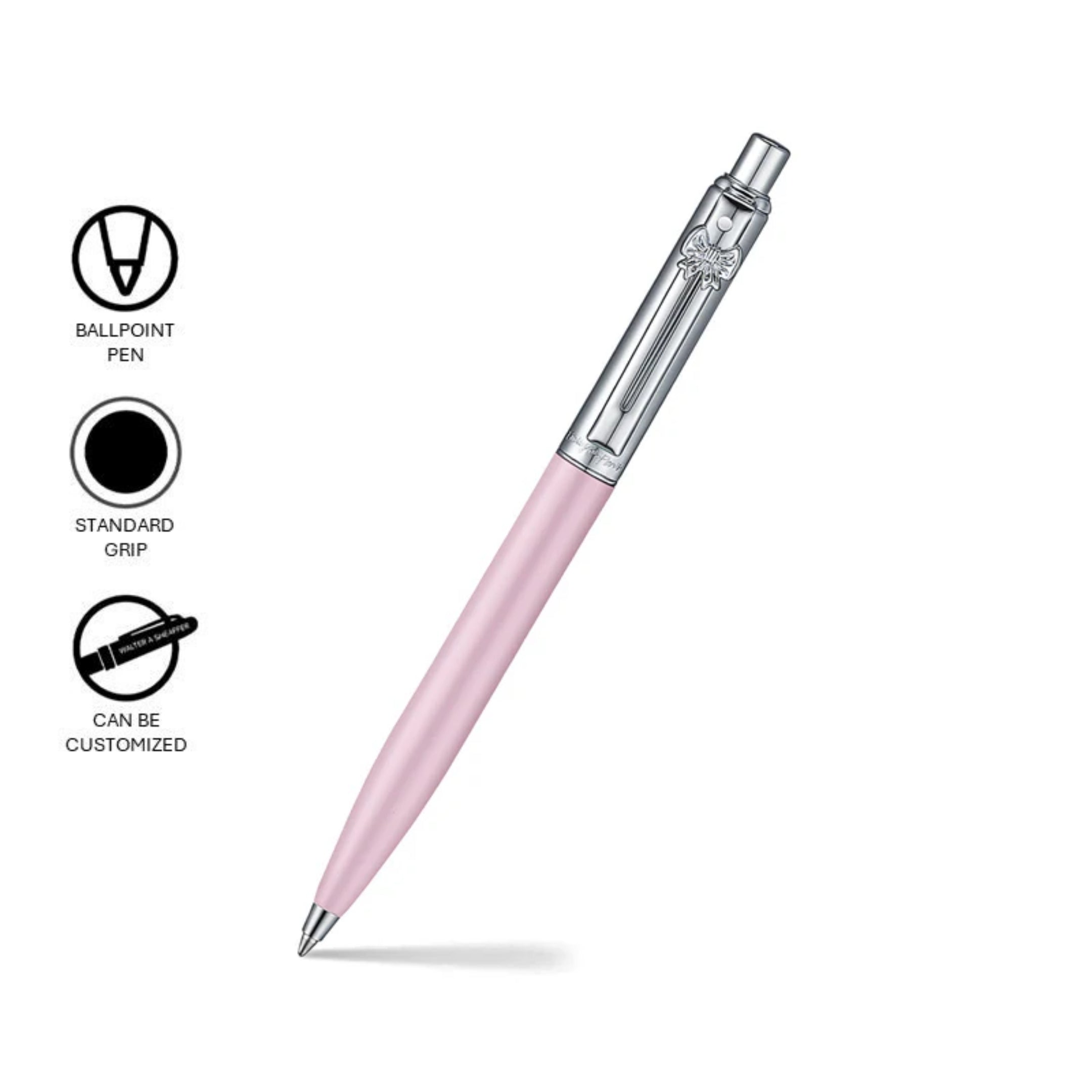 Sheaffer Sentinel Emily in Paris Matte Pink with Chrome Trim and Bow Clip Emblem Ballpoint Pen SE232151