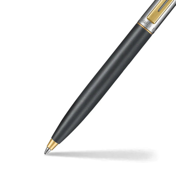 Sentinel Matte Black and Brushed Chrome with Gold Trim Ballpoint Pen SE233451