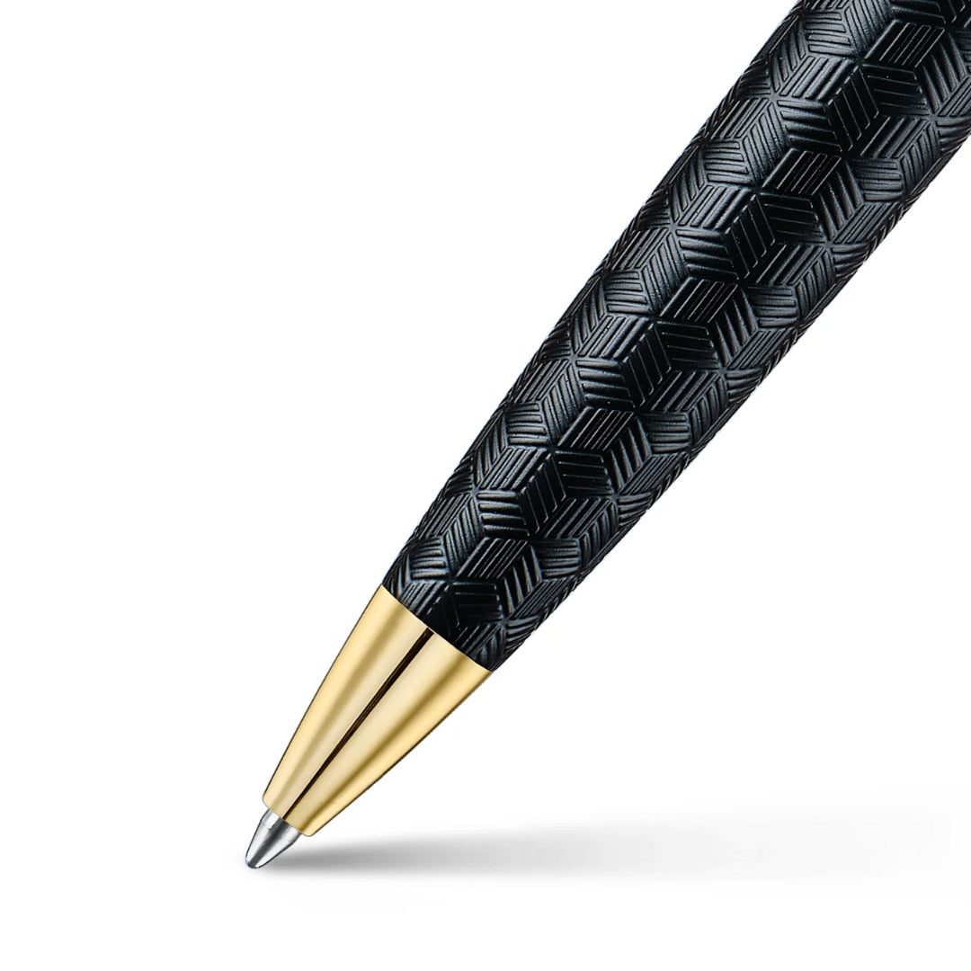 Sheaffer 300 Engraved Matte Black Ballpoint Pen with Chrome Cap and Gold Trims SE2934751