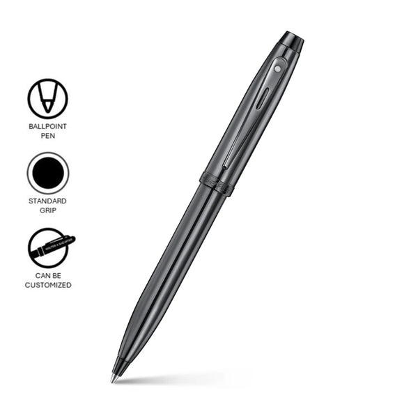 Sheaffer 100 Iconic Gun Metal Gray Ballpoint Pen with Shiny PVD Trims SE2937551