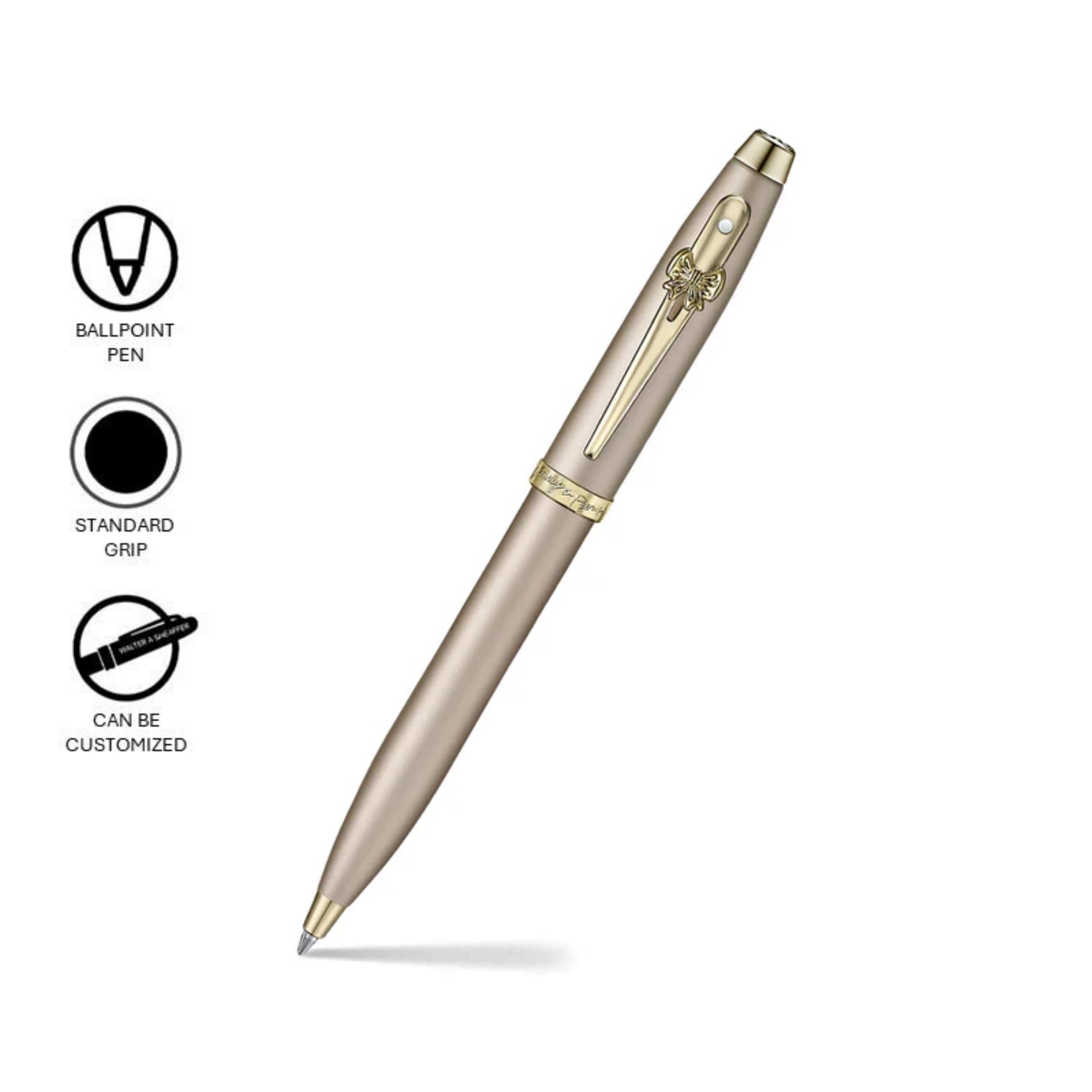 Sheaffer 100 Emily in Paris Champagne Gold with Gold Trim and Bow Clip Emblem Ballpoint Pen SE2937751